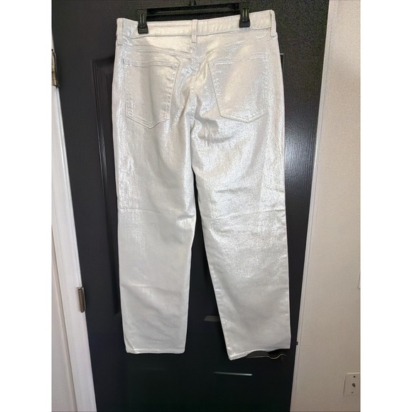 Old Navy High Rise OG Loose Jeans Womens 12 Metallic Silver Shimmer NWT - Picture 6 of 7